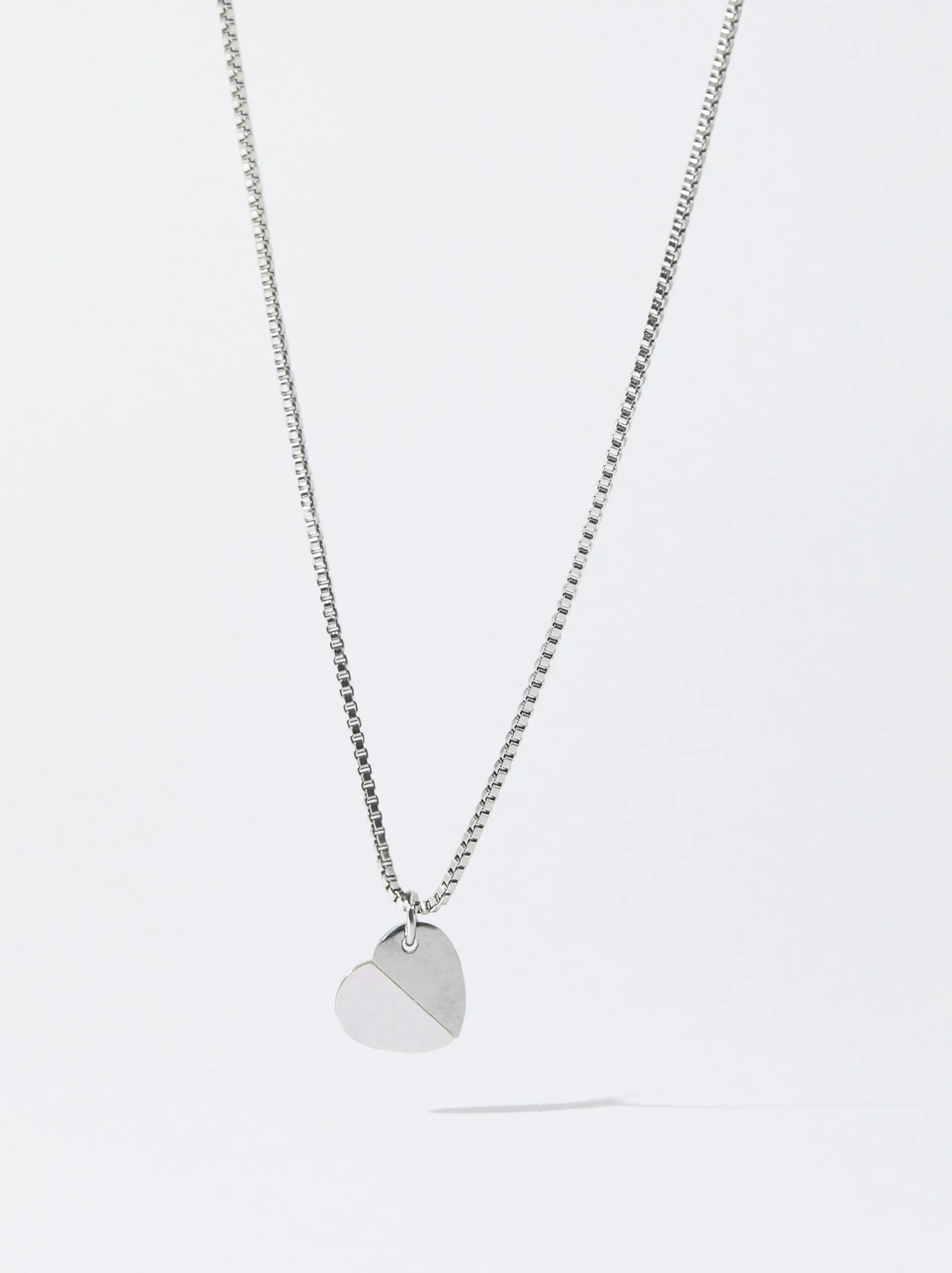 PARFOIS Collar De Acero Con Coraz&oacute;n Plateado Clearance