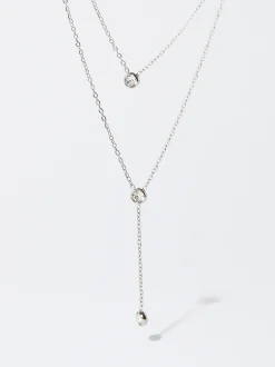 PARFOIS Collar De Acero Con Cristales Plateado Outlet