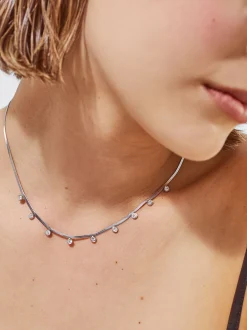 PARFOIS Collar De Acero Con Cristales Plateado Sale