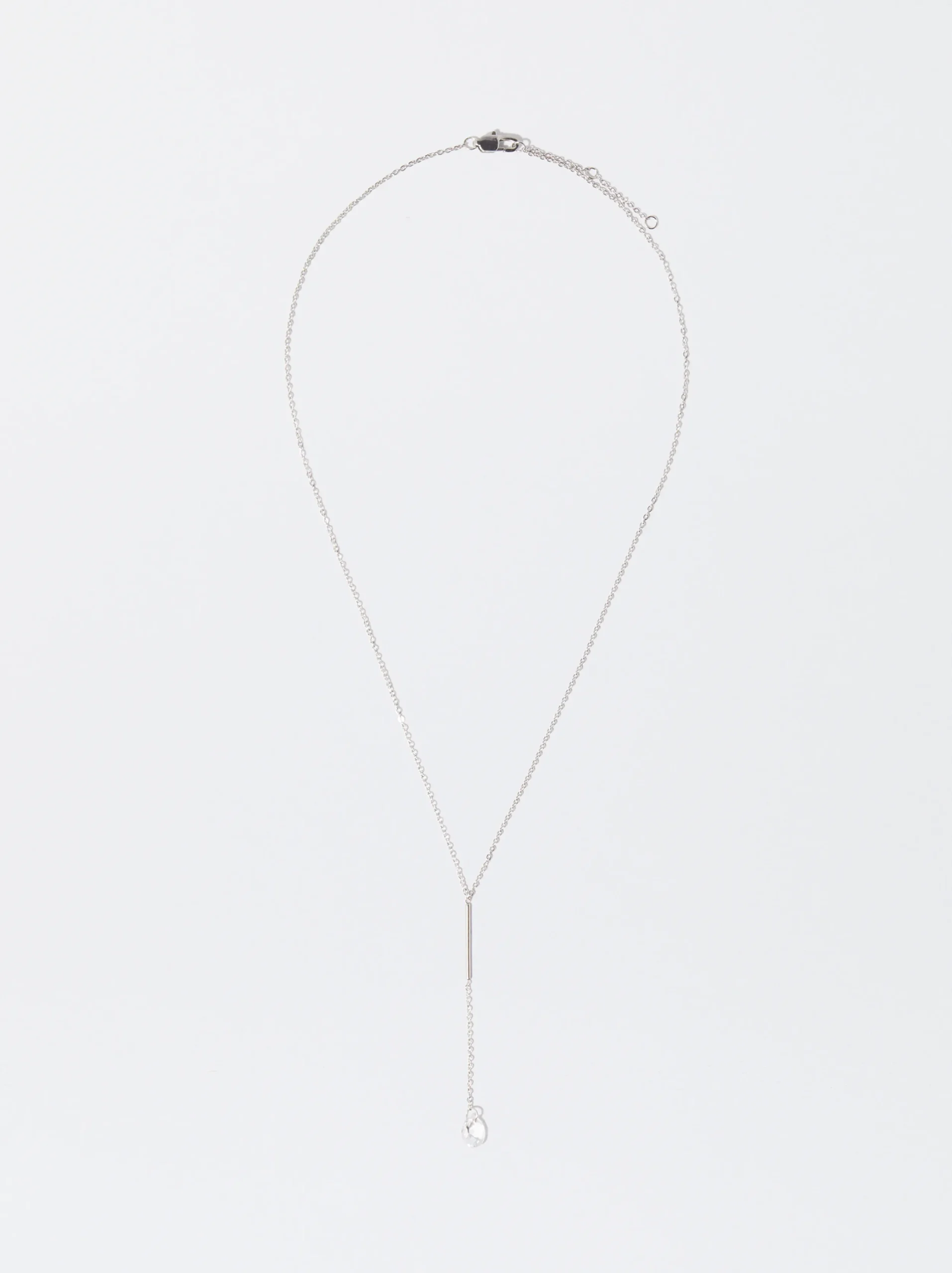 PARFOIS Collar De Acero Con Cristales Plateado Clearance