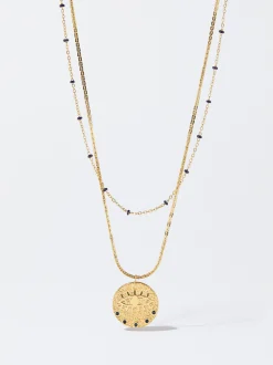 PARFOIS Collar De Acero Con Medalla Azul Shop