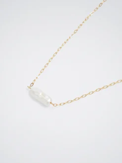 PARFOIS Collar De Acero Con Perla De Agua Fresca Dorado Sale