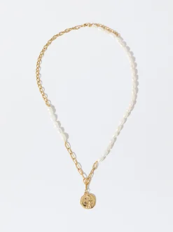 PARFOIS Collar De Acero Con Perla De Agua Dulce Blanco Outlet