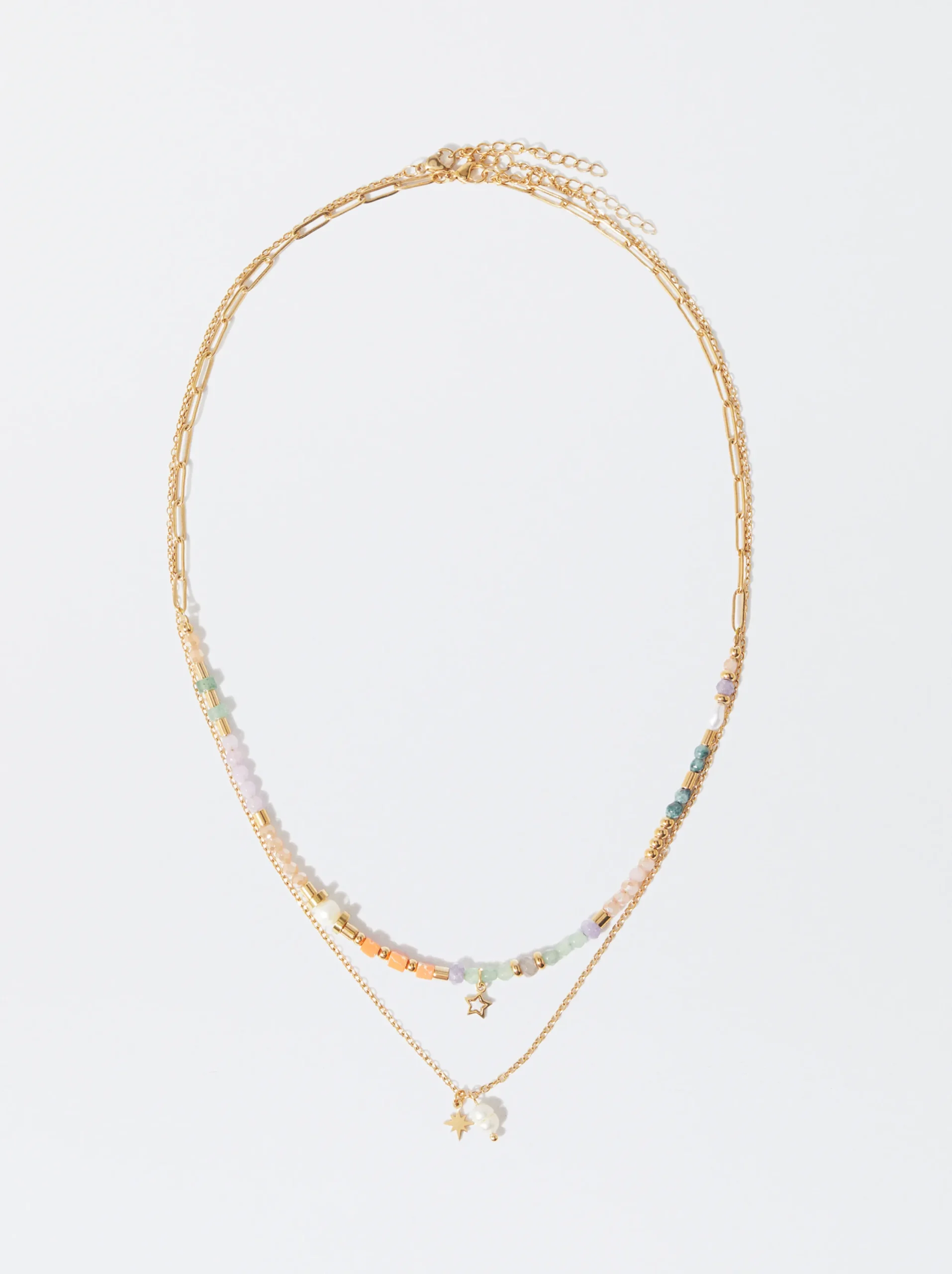 PARFOIS Collar De Acero Con Perla De Agua Dulce Multicor Fashion
