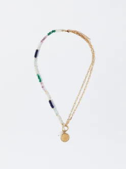 PARFOIS Collar De Acero Con Perla De Agua Dulce Multicor Cheap