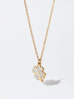 PARFOIS Collar De Acero Con Tr&eacute;bol Dorado Hot