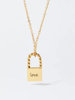 PARFOIS Collar De Acero Candado Personalizable Dorado Online
