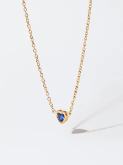 PARFOIS Collar De Acero Dorado Coraz&oacute;n Con Circonitas Azul Outlet