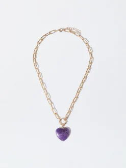 PARFOIS Collar Dorado Colgante De Coraz&oacute;n Violeta Best