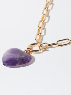 PARFOIS Collar Dorado Colgante De Coraz&oacute;n Violeta Best