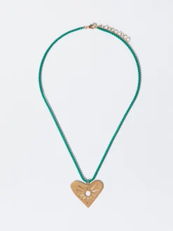 PARFOIS Collar Dorado Con Colgante Verde Discount
