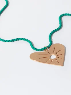 PARFOIS Collar Dorado Con Colgante Verde Discount