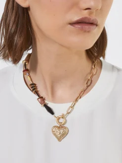 PARFOIS Collar Dorado Con Coraz&oacute;n Multicor Hot