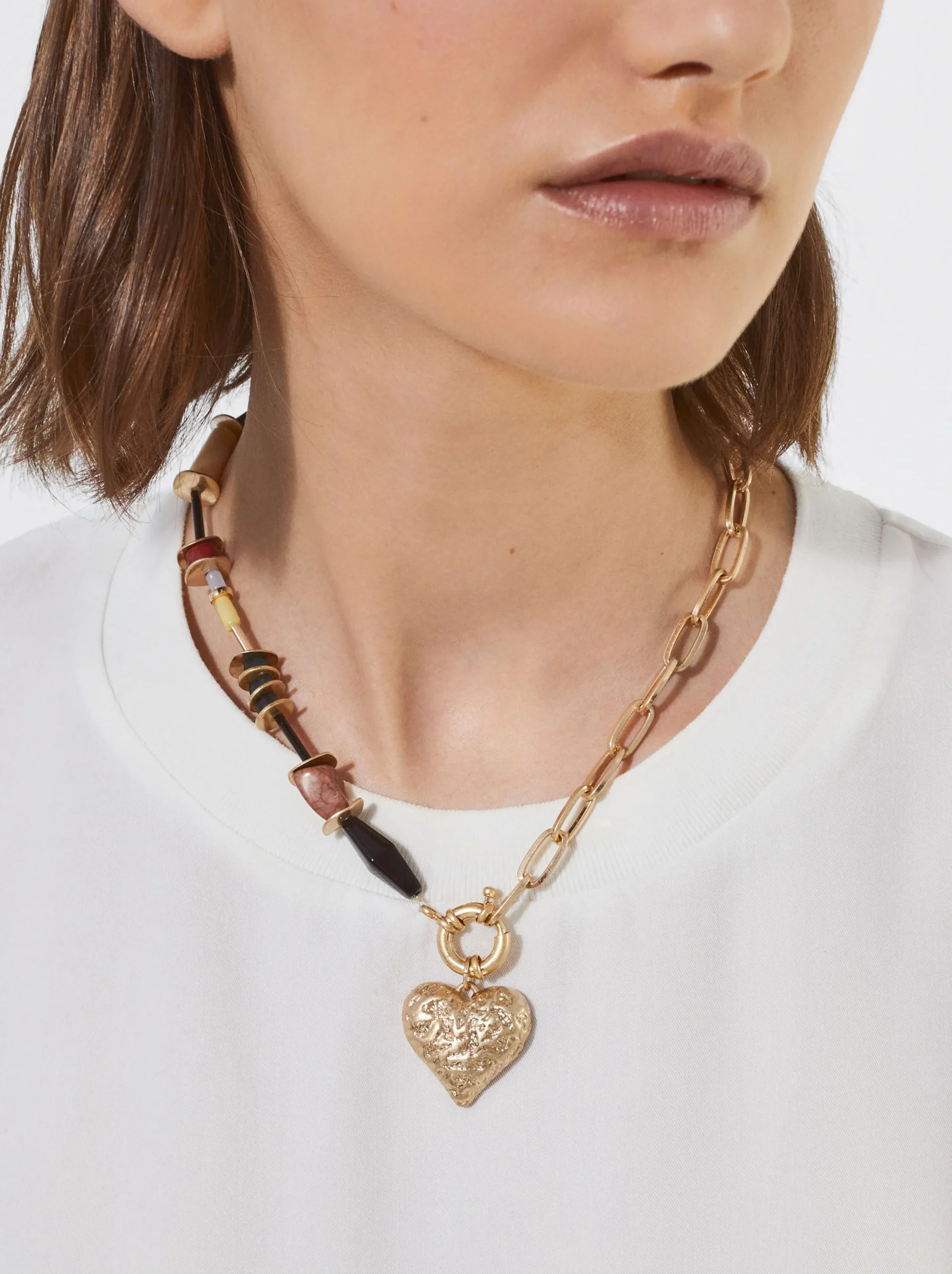 PARFOIS Collar Dorado Con Corazón Multicor Hot