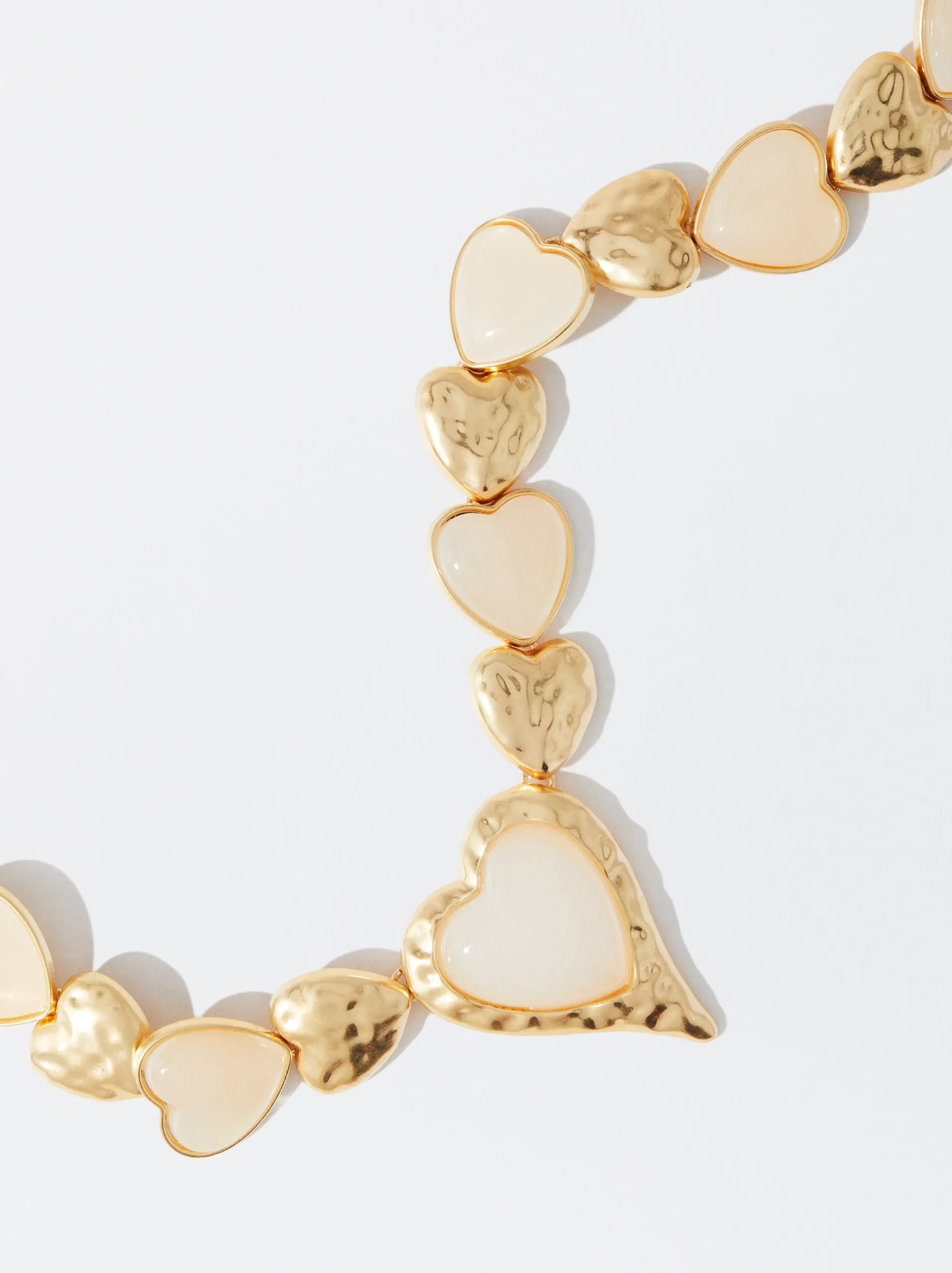 PARFOIS Collar Con Corazones Dorado New