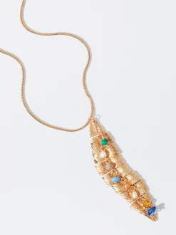 PARFOIS Collar Dorado Con Hoja Multicor Discount