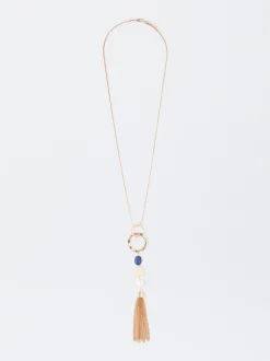 PARFOIS Collar Dorado Con Perla Y Piedra Azul Shop