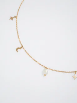 PARFOIS Collar Con Perla Y Medialuna Dorado Discount
