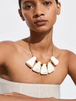 PARFOIS Collar Dorado Con Resina Blanco Best