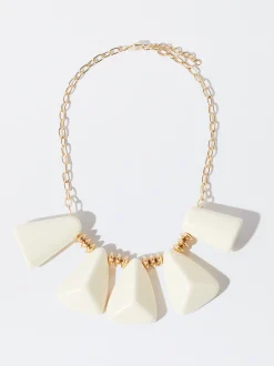 PARFOIS Collar Dorado Con Resina Blanco Best
