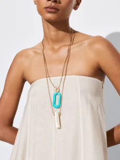 PARFOIS Collar Dorado Con Resina Multicor Best Sale