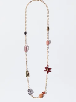 PARFOIS Collar Dorado Detalles Piedra Multicor Best