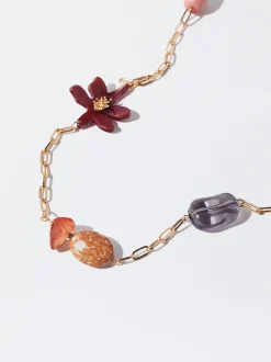 PARFOIS Collar Dorado Detalles Piedra Multicor Best
