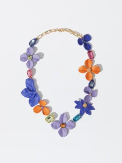 PARFOIS Collar Flores Esmaltadas Con Cristales Multicor Outlet