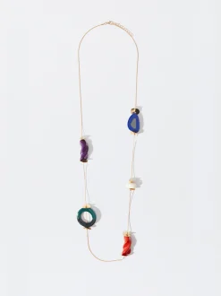 PARFOIS Collar Largo Con Piedras Multicor Cheap