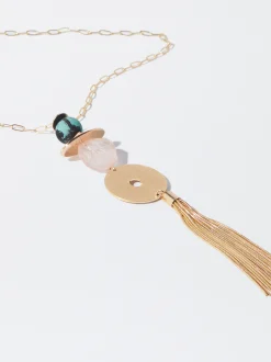 PARFOIS Collar Largo Con Piedras Multicor Cheap