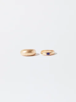 PARFOIS Conjunto Anillos Dorados Azul Cheap