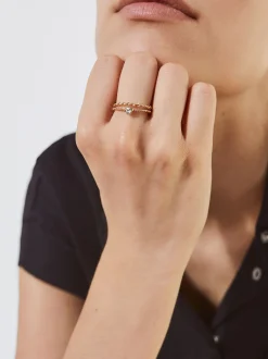 PARFOIS Conjunto De Anillos Con Cristal Dorado Hot
