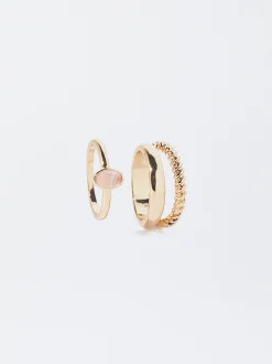 PARFOIS Conjunto De Anillos Con Piedra Rosa Best Sale