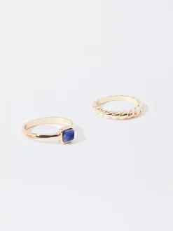PARFOIS Conjunto De Anillos Con Piedra Azul Store
