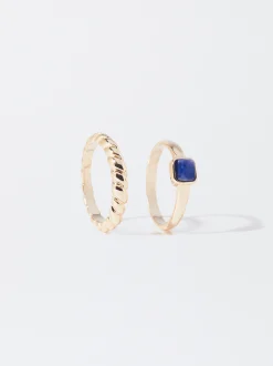 PARFOIS Conjunto De Anillos Con Piedra Azul Store