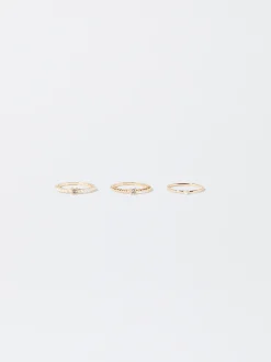 PARFOIS Conjunto De Anillos Con Perlas Dorado Best