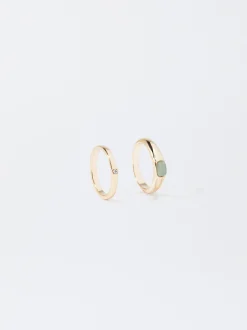 PARFOIS Conjunto De Anillos Con Piedra Verde New