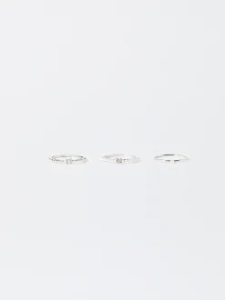 PARFOIS Conjunto De Anillos Con Perlas Plateado New