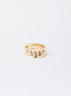 PARFOIS Conjunto De Anillos Dorados Multicor Outlet