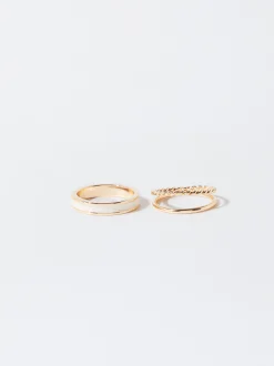 PARFOIS Conjunto De Anillos Dorados Beige Store