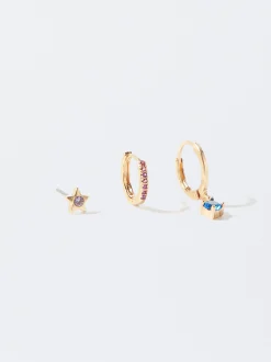 PARFOIS Conjunto De Aros Con Circonitas Multicor Best