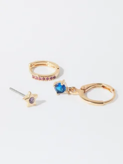 PARFOIS Conjunto De Aros Con Circonitas Multicor Best