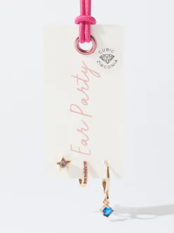 PARFOIS Conjunto De Aros Con Circonitas Multicor Best