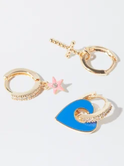 PARFOIS Conjunto De Aros Con Circonitas Multicor Cheap