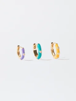 PARFOIS Conjunto De Aros Con Circonitas Multicor Store
