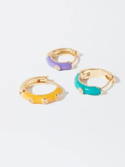 PARFOIS Conjunto De Aros Con Circonitas Multicor Store