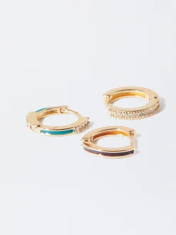 PARFOIS Conjunto De Aros Con Circonitas Multicor Best