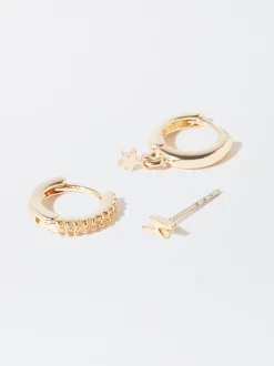 PARFOIS Conjunto De Aros Con Circonitas Multicor Store