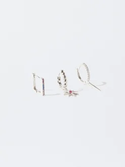 PARFOIS Conjunto De Aros Con Circonitas Multicor Shop