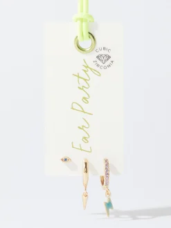 PARFOIS Conjunto De Aros Con Circonitas Multicor Best Sale